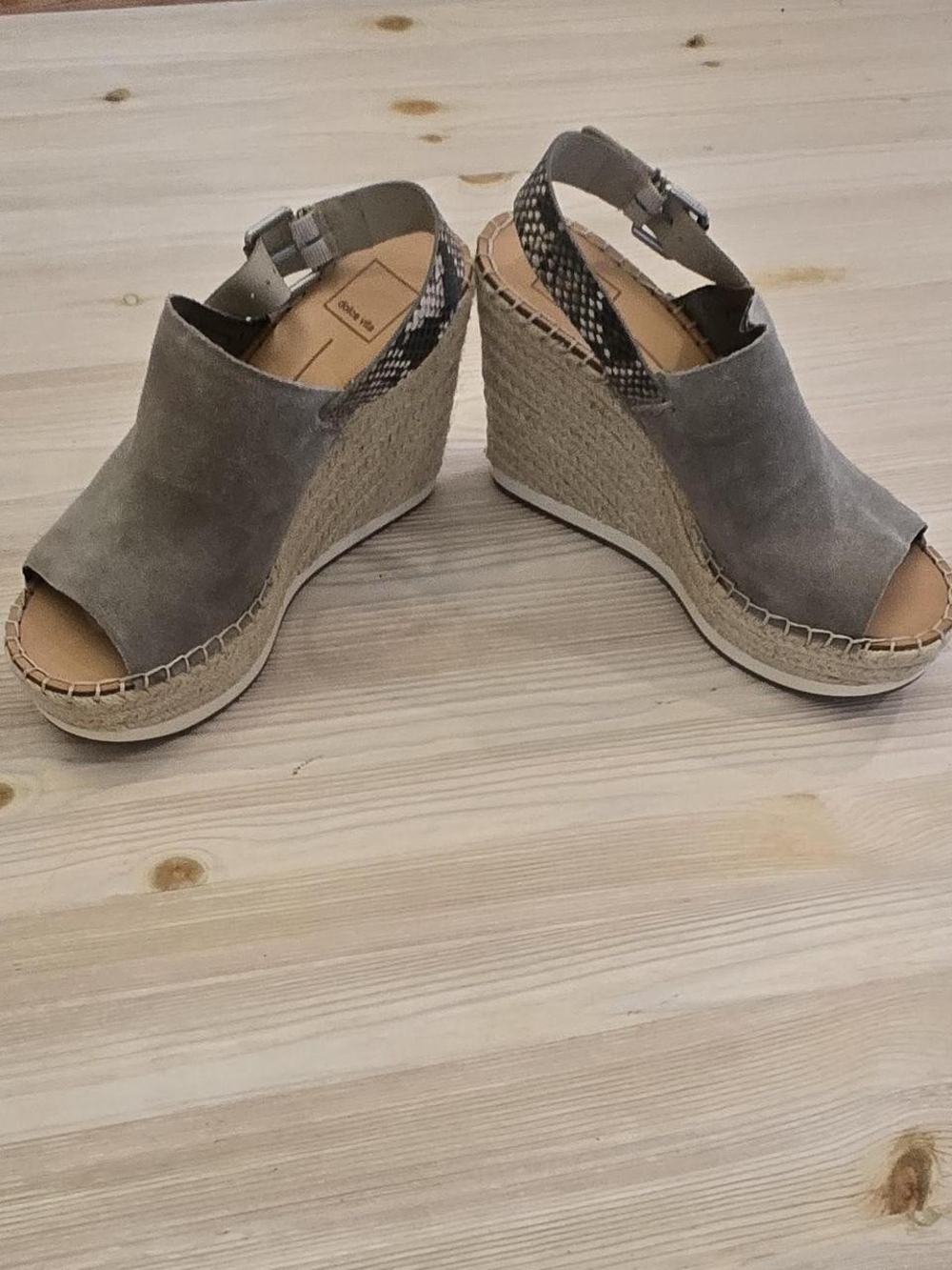 Dolce Vita Gray Suede Espadrille Wedge Sandals